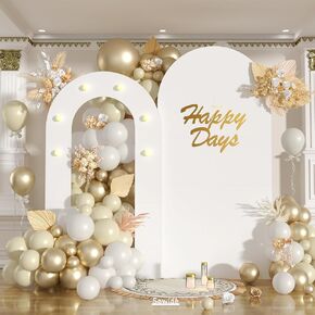 Black Gold Arch Backdrop Stand with Lights, Foam Board Balloon Arch Background Stand Frame for Kids Men Boys Birthday Wedding Baby Shower Engagement Graduation Backdrop Party Decoration(Indoor)
