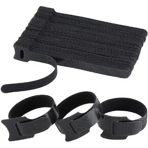 50PCS Reusable Cable Ties 150mm – Black Hook & Loop Cable Straps for Wire Management – Adjustable Fastening Cord Organizer for Home, Office, and Electronics