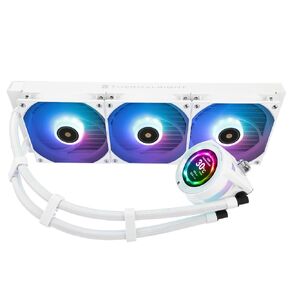 CORE Vision 360 White ARGB CPU Water Cooler,3 PWM Fans Water Cooling System with 2000PRM,for AM4/AM5&Intel LGA1851/1700, Magnetic Detachable LCD Screen with 480 * 480 Resolution