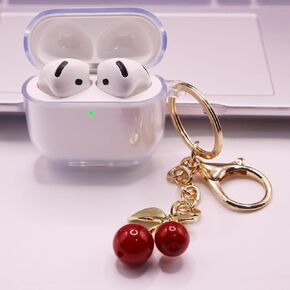 Compatible with AirPods 4 Case Cover, Clear AirPod 4th Generation Case 2024 for Apple iPods 4 Earbuds Wireless Charging Cases with Cherry Keychain (Clear)