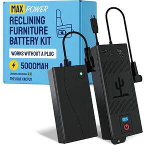 حزمة البطارية الزرقاء Big Cactus لإلغاء الأثاث مع شاشة LED وتنبيهات منخفضة الشحن - Wireless 5000mAh Couch Package Packable Reconsable for Power Recliner Supply