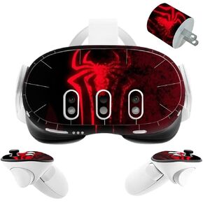 VR Headset Spider Helmet Skin and Accessories Stickers Kit Compatible with Quest 3 Skin Vinyl Protective Cover Decal Compatible with Oculus Quest 3 (Spider2)