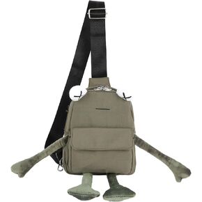 ZLM BAG US Cute Frog Crossbody Sling Backpack Nylon Travel Hiking Daypack Chest Bag