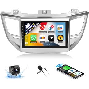 SIXWIN 4G+64G Android 13 Car Stereo for Hyundai Tucson 2015-2018 9 Inch Touch Screen with CarPlay Android Auto Mirror Link UI Bluetooth FM GPS Navigation WiFi FM SWC Shot Cut Backup Camera MIC