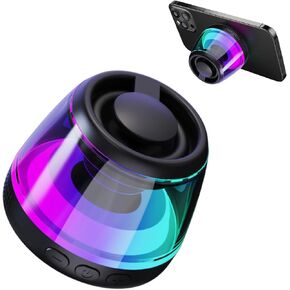 Magnetic Bluetooth Speaker, Wireless Speaker with RGB Light Show, Portable Speaker for MagSafe Phone Stand, Phone Stand for iPhone 16/15/14/13/12 Series/Samsung/Google (Black) (Black)