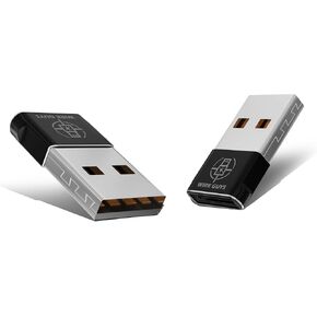 Wire Guys Type C USB to USB Adapter [2-Pack], Thunderbolt 3 to USB 3.0 OTG Adapter Compatible with MacBook Pro, Chromebook, Pixelbook (Black)