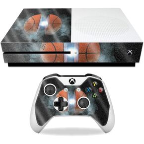 MightySkins Glossy Glitter Skin for Microsoft Xbox One S - Basketball Orb | Protective, Durable High-Gloss Glitter Finish | Easy to Apply, Remove, and Change Styles | Made in The USA