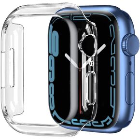 Smiling 2 Pack Case Compatible with Apple Watch Series 9 2023/8/7 41mm, Hard PC Bumper Case Shockproof All-Around Edge Protective Cover Frame [NO Screen Protector]- 1 Clear + 1Black