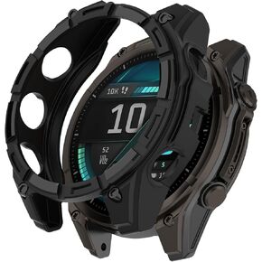 Case Cover Compatible for Garmin Fenix 8 43mm Watch Case, Fenix 8 Screen Protector Accessories Anti-Scratch Bumper Frame Soft TPU Watch Cover Protective Case for Garmin Fenix 8 43mm (Black)