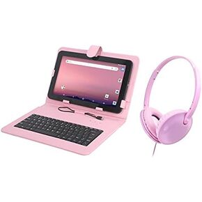 Craig CMP840 BUN-PK-HD Quad Core 10.1 in. Tablet with Keyboard Case & Headphones in Pink
