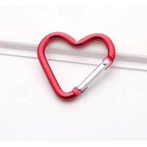 Red Carabiners Keychain Clips Snap Hook Key Ring for Camping Accessories Backpack Water Bottle Aluminum Alloy Heart Shape Accessory and Keychain Carabiners Accessories