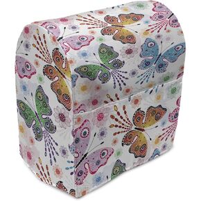 Ambesonne Butterfly Stand Mixer Cover, Floral Arrangement with Vibrant Colored Butterflies with Design Elements, Kitchen Appliance Organizer Bag Cover with a Pocket, 6-8 Quarts, Multicolor