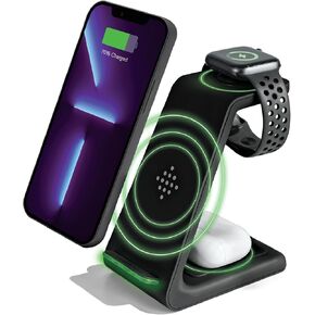 STATIK 10W Wireless Charging Station for Apple Devices, iPhone, AirPods and Apple Watch Charger Stand, 3 in 1 Charging Station Apple, Sleek Wireless Charger iPhone Charging Stand