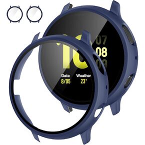 Tensea Portable Electronic Device Cover, Blue Compatible with Samsung Galaxy Watch Active 2 44mm, 2 Pack Bumper Full Around Cover with Screen Protector