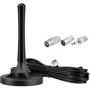 Eightwood FM Antenna for Stereo Receiver, Magnetic Base FM Radio Antenna with 9.8ft Extension Cable for Pioneer Onkyo Yamaha Marantz Bluetooth Home Theater Stereo Receiver HD Radio
