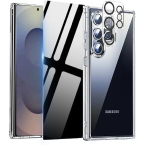 for Samsung Galaxy S25 Ultra 5G Case with Privacy Screen Protector,Galaxy S 25 Ultra Phone Case with Camera Cover,Soft Anti Yellowing Shockproof Cover for Samsung S25 Ultra,Clear