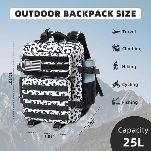 12L Mini Tactical Military Backpack for Women - Army Assault Pack Bag - Small Rucksack with Bottle Holder - Work Gym Bag - Cow Print in Kuwait