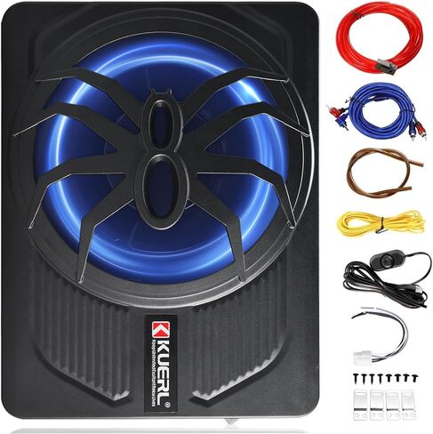 Yaeccc 10 "800W SLIM تحت SET CAR SPOOFER - مضخم مدمج ، اللون الأزرق LED LED -LIGH in Kuwait