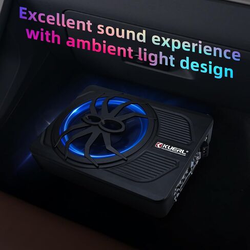 Yaeccc 10 "800W SLIM تحت SET CAR SPOOFER - مضخم مدمج ، اللون الأزرق LED LED -LIGH in Kuwait