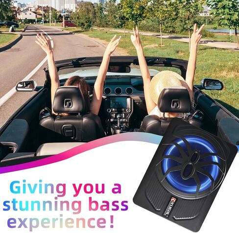 Yaeccc 10 "800W SLIM تحت SET CAR SPOOFER - مضخم مدمج ، اللون الأزرق LED LED -LIGH in Kuwait