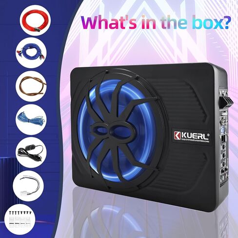 Yaeccc 10 "800W SLIM تحت SET CAR SPOOFER - مضخم مدمج ، اللون الأزرق LED LED -LIGH in Kuwait