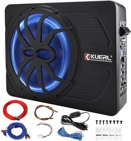 Yaeccc 10 "800W SLIM تحت SET CAR SPOOFER - مضخم مدمج ، اللون الأزرق LED LED -LIGH in Kuwait