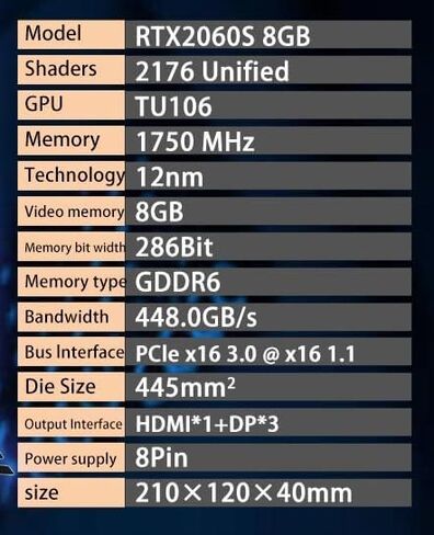 RTX 2060 Super 8GB GDDR6 أداء بطاقة الرسومات in Saudi Arabia