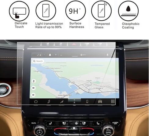 واقي الشاشة متوافق مع 2021-2025 Grand Cherokee/Grand Cherokee L 10.1 "الشاشة التي تعمل باللمس ، واقي الشاشة الزجاجية المقسى ، Grand Cherokee 10.1inch شاشة تعمل باللمس مناسبة in Kuwait