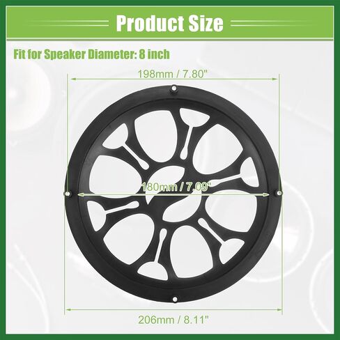Motoforti Universal 8" Car Speaker Grills Cover Round 8 Inch Audio Speaker Subwoofer Guard Protective Case with Mounting Screws ABS Black - Pack of 2 Long-lasting in Saudi Arabia