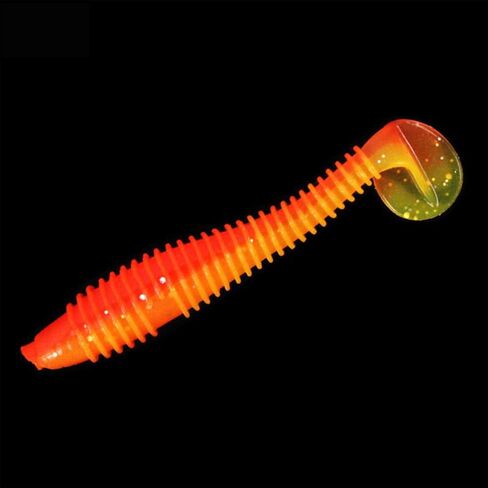 Swimbaits Paddle 10 PCS, 3 Inches Paddle Tail, Soft Lure with Nature Oil for Trout Crappie Bass, Durable Plastic Bait Swimmer for Saltwater/Freshwater, Orange in Saudi Arabia