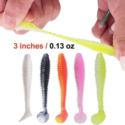 Swimbaits Paddle 10 PCS, 3 Inches Paddle Tail, Soft Lure with Nature Oil for Trout Crappie Bass, Durable Plastic Bait Swimmer for Saltwater/Freshwater, Orange in Saudi Arabia