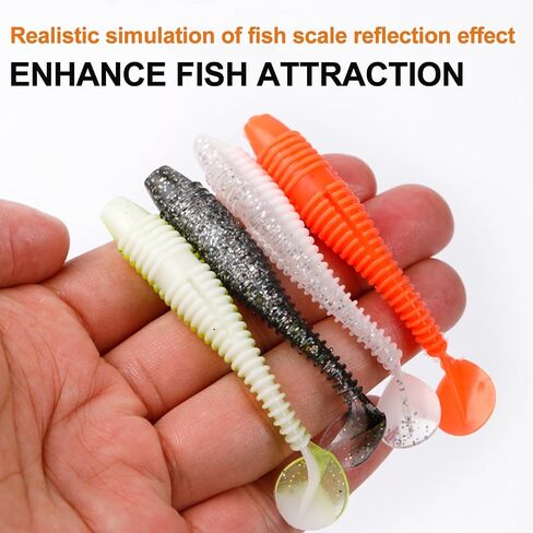 Swimbaits Paddle 10 PCS, 3 Inches Paddle Tail, Soft Lure with Nature Oil for Trout Crappie Bass, Durable Plastic Bait Swimmer for Saltwater/Freshwater, Orange in Saudi Arabia