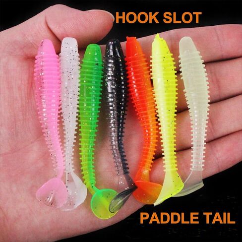 Swimbaits Paddle 10 PCS, 3 Inches Paddle Tail, Soft Lure with Nature Oil for Trout Crappie Bass, Durable Plastic Bait Swimmer for Saltwater/Freshwater, Orange in Saudi Arabia