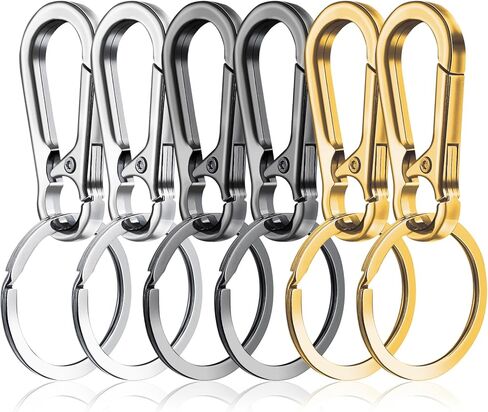 6 Pcs Keychain Stainless Steel Key Ring Clip Metal Heavy Duty Keychain Accessories 3 Color Simplicity Car Key Chain Holder Hooks Charm 2.63 × 1.18 Inch for Home Door Keys Office Men Women in Kuwait