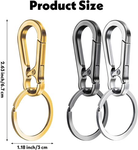 6 Pcs Keychain Stainless Steel Key Ring Clip Metal Heavy Duty Keychain Accessories 3 Color Simplicity Car Key Chain Holder Hooks Charm 2.63 × 1.18 Inch for Home Door Keys Office Men Women in Kuwait