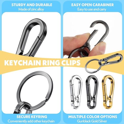 6 Pcs Keychain Stainless Steel Key Ring Clip Metal Heavy Duty Keychain Accessories 3 Color Simplicity Car Key Chain Holder Hooks Charm 2.63 × 1.18 Inch for Home Door Keys Office Men Women in Kuwait