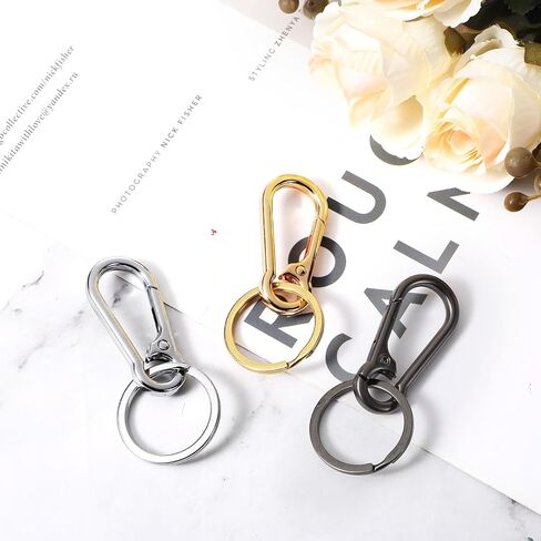 6 Pcs Keychain Stainless Steel Key Ring Clip Metal Heavy Duty Keychain Accessories 3 Color Simplicity Car Key Chain Holder Hooks Charm 2.63 × 1.18 Inch for Home Door Keys Office Men Women in Kuwait