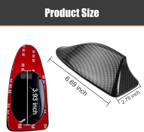 1 PC Car Shark Hobering ، 6.77 "× 3.03" × 2.55 "إشارة ABS ABS التي تتلقى هوائيًا ، 3 أمتار ملحقات التثبيت غير المدمرة ، للسيارات (ألياف الكربون الأسود) in Kuwait