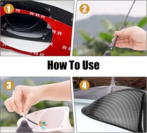 1 PC Car Shark Hobering ، 6.77 "× 3.03" × 2.55 "إشارة ABS ABS التي تتلقى هوائيًا ، 3 أمتار ملحقات التثبيت غير المدمرة ، للسيارات (ألياف الكربون الأسود) in Kuwait