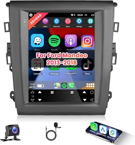 [2G+64G] Android Car Stereo for Ford Fusion Mondeo 2013 2014 2015 2015 2017 2018 2019 Wireless Carplay & Android Auto ، Hodozzy 9.7 inch vertical touch screen gps wifi Bluetooth fm hifi swc+camper in Kuwait