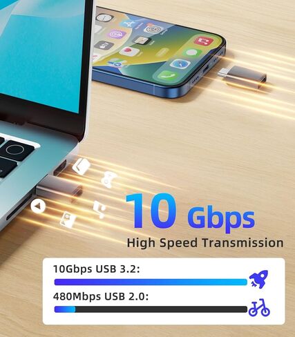 Moko USB C إلى USB Adapter 10GBPS ، USB C 3.2 Gen 2 Male to USB محول أنثى متوافق مع أجهزة iPhone 15 Pro Max و MacBook Pro و iPad و IMAC و Thunderbolt 4/3. in Kuwait