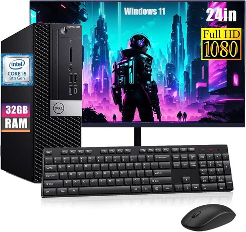 Dell Optiplex 5060 SFF كمبيوتر سطح المكتب مع شاشة كمبيوتر FHD 24 بوصة ، ذاكرة الوصول العشوائي 32GB ، 1 تيرابايت SSD ، CORE I5-8500 3.0GHz-4.1GHz ، لوحة المفاتيح ، الماوس ، DP ، Windows 11 Pro (متجدد) in Kuwait