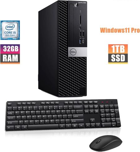 Dell Optiplex 5060 SFF كمبيوتر سطح المكتب مع شاشة كمبيوتر FHD 24 بوصة ، ذاكرة الوصول العشوائي 32GB ، 1 تيرابايت SSD ، CORE I5-8500 3.0GHz-4.1GHz ، لوحة المفاتيح ، الماوس ، DP ، Windows 11 Pro (متجدد) in Kuwait