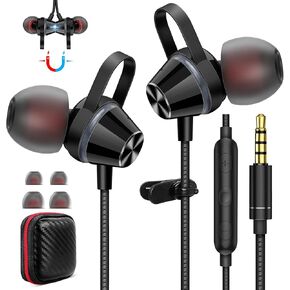 Wired Earbuds for Chromebook PC School, Noise Canceling 3.5mm Headphones Ear Bud Wired with Microphone Magnetic Stereo Plug in Earphone Corded for Samsung A25 A15 A12 A03s S10 Moto Switch HP Laptop