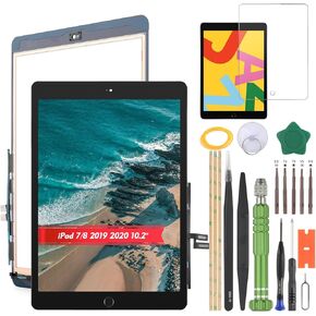 for iPad 8th Gen 2020 A2428 A2429 A2270 A2430 Touch Screen Digitizer Replacement for iPad 7th Gen 2019 A2197 A2200 A2198 10.2'' Panel Front Glass with Tool Black+ Home Button(No LCD Display)