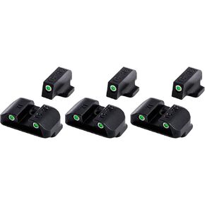 TRUGLO Tritium Front and Rear Handgun Night Sights with White Rings and Glowing Green Dots Compatible with Springfield XD, XDM, & XDS Pistols (3 Pack)