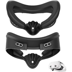 VR Facial Interface, Face Pad Compatible with Meta Oculus Quest 3S, Sweat-Proof PU Foam Cushion with Nose Guard, No Light Leakage, 4 Ventilation Ports for Enhanced Airflow