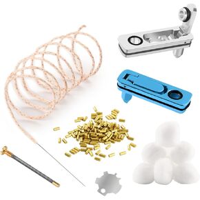 Flint and Wick Replacement Set-Upgraded Lighter Repair Kit for Fluid Lighter & Insert(Metal Lighter Gasket,Wick with Needle,Spring,Cotton Balls,Lighter Flint & Screw Tool)