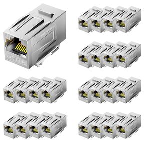 RJ45 Cat7 Keystone Jack,5 Pack 10Gbps Shielded Female to Female Inline Coupler STP Keystone Insert for Cat7/Cat6a/cat6/cat5e Cable (25)