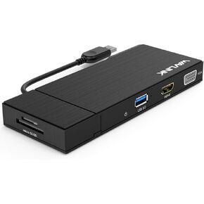 Wavlink Universial USB 3.0 Dual-Head Mini Docking Multi-Display HDMI/VGA with Gigabit Ethernet, USB 3.0 Port, Removable Card Reader, HDMI up to 2560x1440 and VGA 1920x1200 Supports Windows
